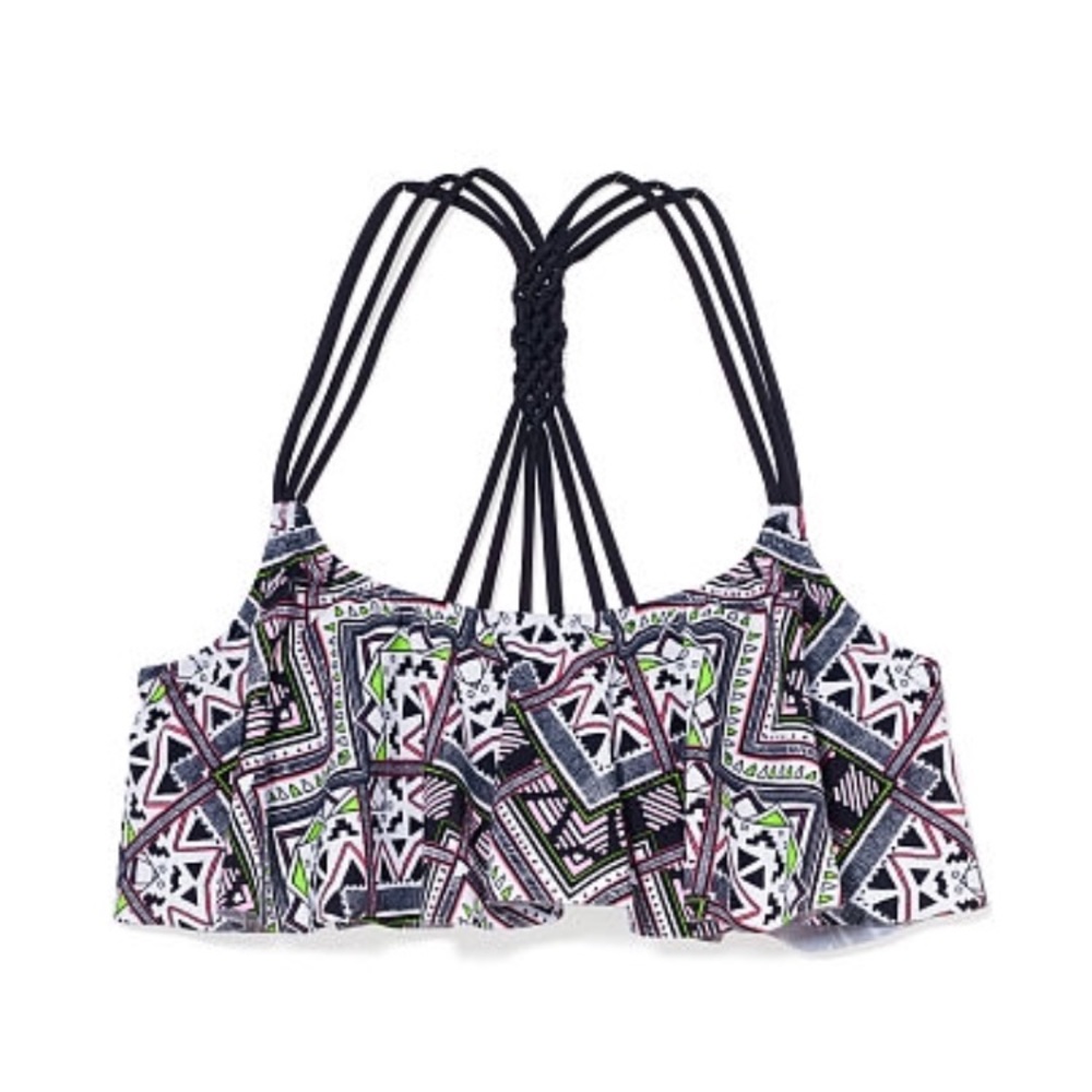 VS PINK Knotted Back Flounce Crop Top